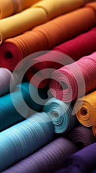 A delightful array of multicolored fabrics presented on matting texture background