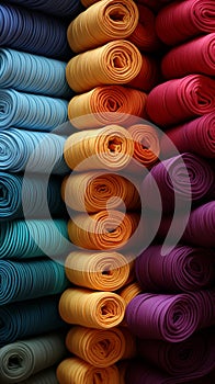 A delightful array of multicolored fabrics presented on matting texture background