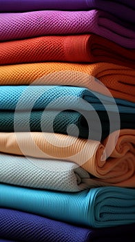 A delightful array of multicolored fabrics presented on matting texture background