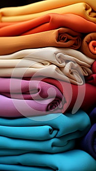 A delightful array of multicolored fabrics presented on matting texture background