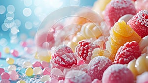 A delightful assortment of sugary confections, arranged in a mesmerizing display of hues