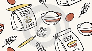 Delightful Baking Ingredients Seamless Pattern, vector design Generative AI
