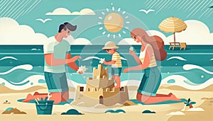 A delightful beach activity promoting teamwork, creativity, and fun. photo