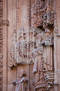 Delightful cathedrals of Salamanca. The details of the facades.