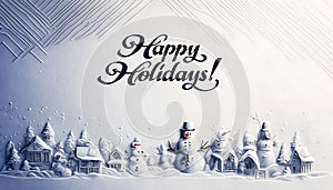 Whimsical Snowmen Village Christmas Card photo