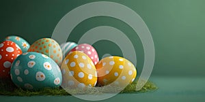 Delightful Easter Eggs Nestled in Grass Against a Green Background photo