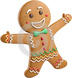 Charming gingerbread cookie cartoon with festive design and details. photo