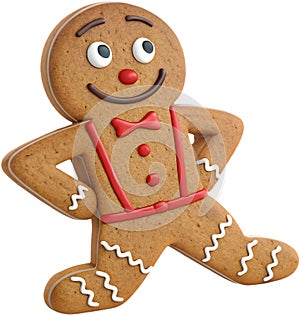 Charming gingerbread cookie cartoon with festive design and details. photo