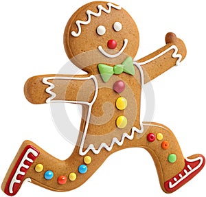 Charming gingerbread cookie cartoon with festive design and details. photo