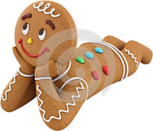 Charming gingerbread cookie cartoon with festive design and details. photo