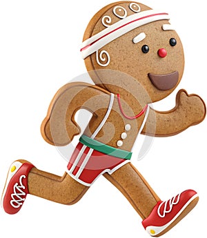 Charming gingerbread cookie cartoon with festive design and details. photo