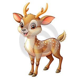 Happy cute deer image, cartoon style, white background photo