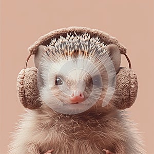 a delightful hedgehog sporting furry ear muffs