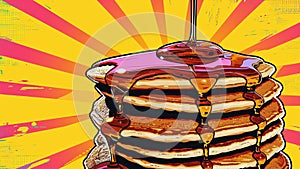 Delightful Pancake Paradise A Pop Art Tribute to Fluffy Breakfast Bliss