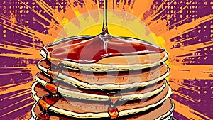 Delightful Pancake Paradise A Pop Art Tribute to Fluffy Breakfast Bliss