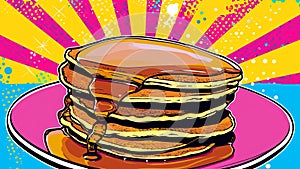 Delightful Pancake Paradise A Pop Art Tribute to Fluffy Breakfast Bliss