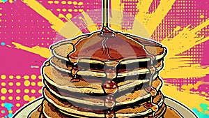 Delightful Pancake Paradise A Pop Art Tribute to Fluffy Breakfast Bliss