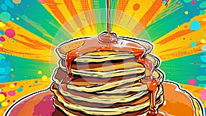 Delightful Pancake Paradise A Pop Art Tribute to Fluffy Breakfast Bliss