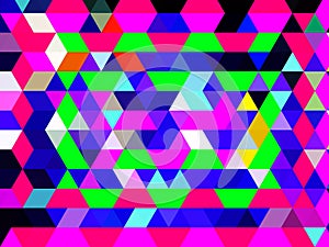 A delightful pattern of digital illustration of colorful triangles, squares and rectangles