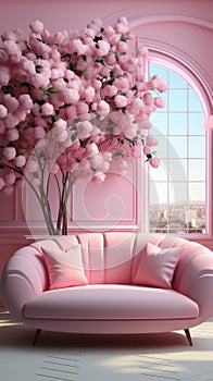 Delightful pink: Barbie\'s sweet backdrop. Created with Generative AI