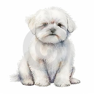A Delightful Portrait of a Maltese Puppy in Watercolor - Perfect for Animal Lovers and Art Enthusiasts AI Generated