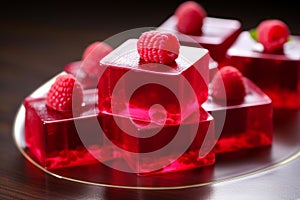 Delightful Raspberry jelly shots. Generate Ai