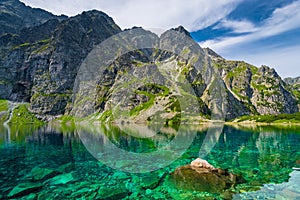 a delightful scenic mountain landscape and a clean lake Czarny