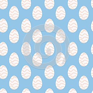 Seamless Pattern of Easter Eggs on Light Blue Background