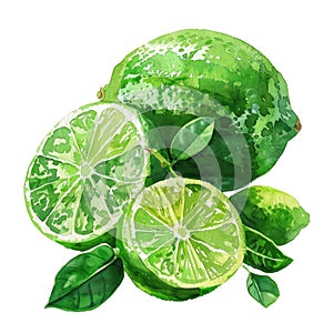 A delightful watercolor depiction of juicy lime wedges