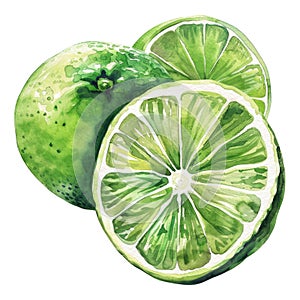 A delightful watercolor depiction of juicy lime wedges