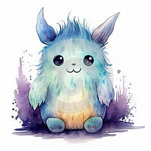 Delightful Watercolor Monster Spreading Joy and Happiness