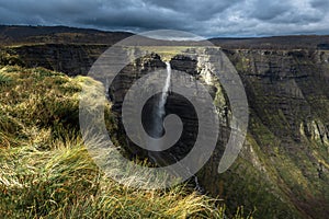 Delika canyon and waterfall in the Nervion river source, North of Spain