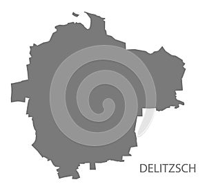 Delitzsch German city map grey illustration silhouette shape