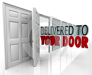 Delivered to Your Door 3D Words Special Courier Expedited Service photo