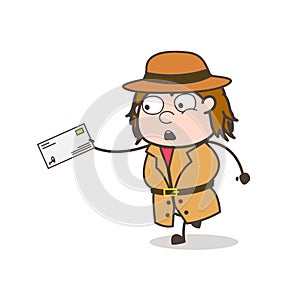Delivering Letter - Female Explorer Scientist Cartoon Vector