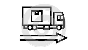 delivering truck line icon animation