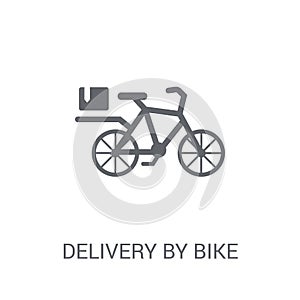 delivery by bike icon. Trendy delivery by bike logo concept on w