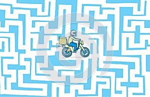 Delivery bike lost in maze