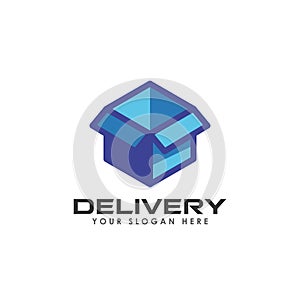 delivery box logo design. courier logo design template