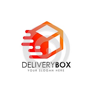 delivery box logo design. courier logo design template