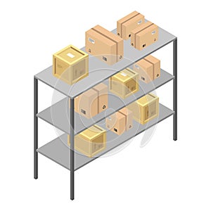 Delivery box shelf icon, isometric style