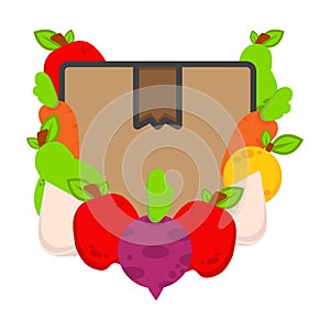 Delivery box with vegetables illustration. world vegan day, healthy food illustration design