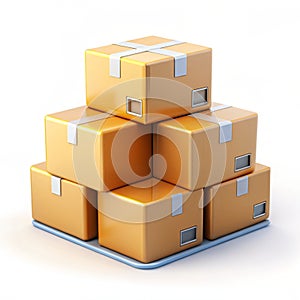 Delivery boxes 3D icon isolated on white background