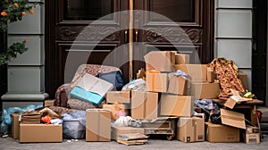 delivery boxes on doorstep