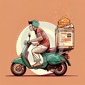 delivery boy 2d illustration Generative AI