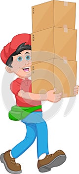 Delivery Boy Carrying Heavy Boxes