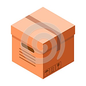 Delivery cardboard box icon, isometric style