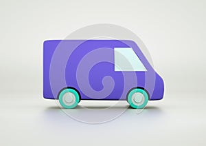 Delivery cargo van toy on white background 3d render