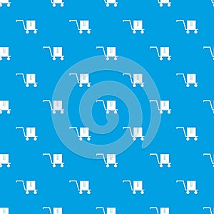 Delivery cart with box pattern seamless blue