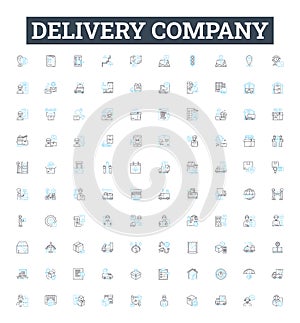 Delivery company vector line icons set. Delivery, Company, Courier, Shipping, Logistics, Trucking, Parcel illustration